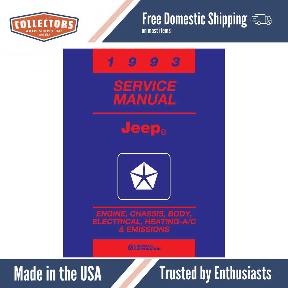 1993 Jeep Wrangler & Cherokee Shop Manual - 2 Volumes