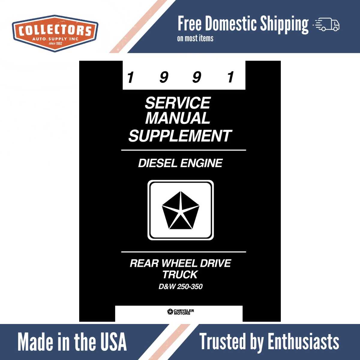 1991 Dodge Truck Cummins 5.9 Diesel Engine Repair Supplement