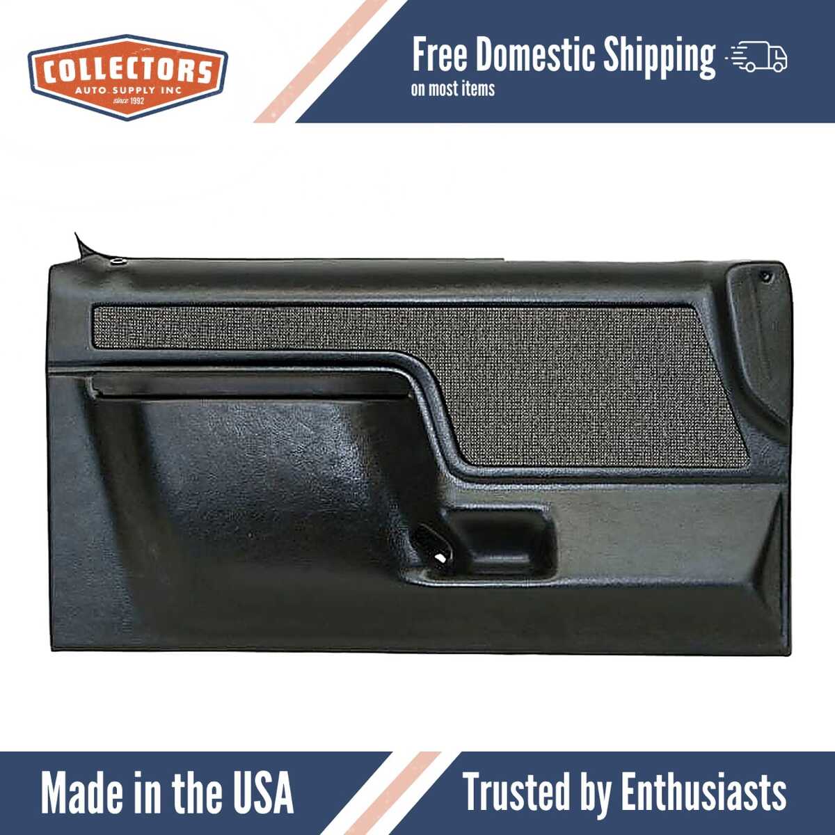 Interior Door Panel Skin Overlay Black for 1987-1991 Ford Full Size Truck