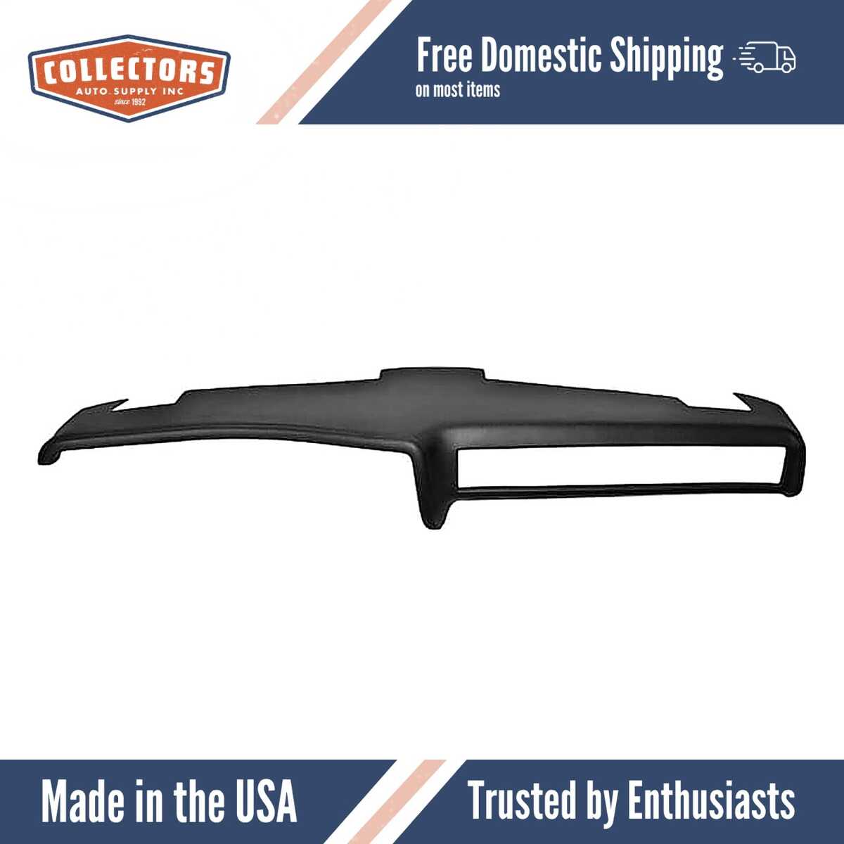 Dashboard Cap Cover Skin Overlay Black for 1971-1973 Cadillac Multiple Models RWD With Stereo