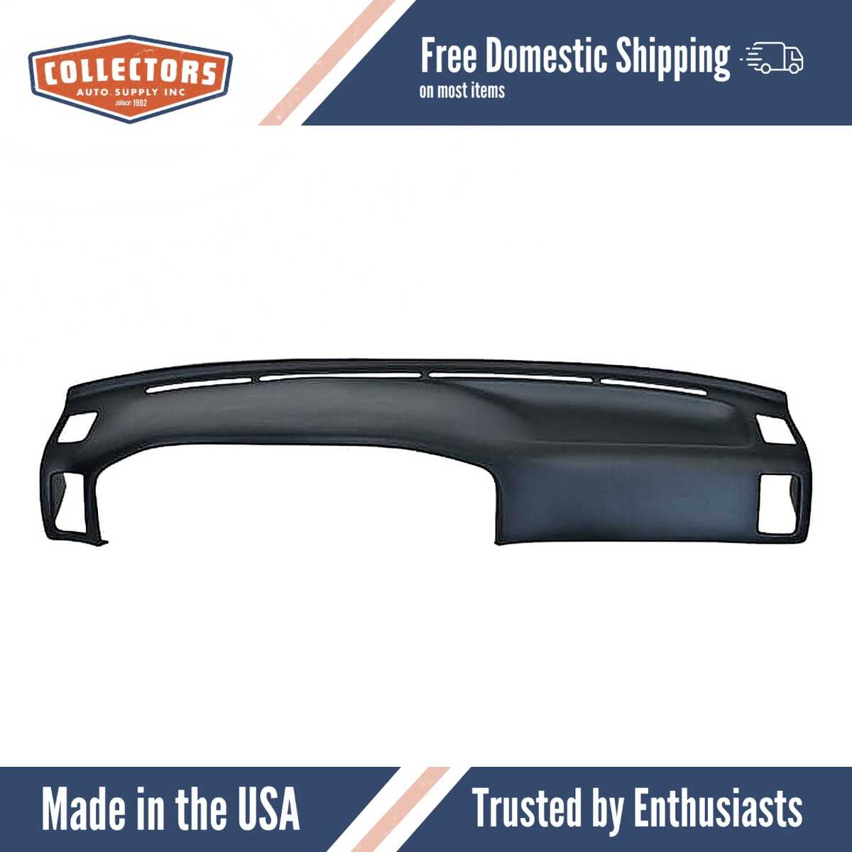 Dashboard Cap Cover Skin Overlay Black for 1988-1992 Toyota Corolla Sedan / Station Wagon With Horizontal Vent