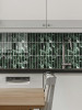 Indian green marble fluted composite tiles used as modern cooker splashback wall design