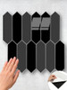 Onyx Black Picket Peel & Stick Composite Wall Tiles - (30 x 30cm)
