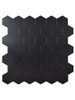 Full sheet of Layed MBHT57 Matte Black Hexagon Peel and Stick Composite Wall Tiles.