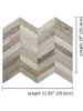 Dimension guide and size specifications for the Layed rustic wood chevron peel and stick composite wall tile RWCT97.