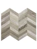 Front view of Layed rustic wood chevron peel and stick composite wall tiles, model RWCT97, showing realistic wood grain details.