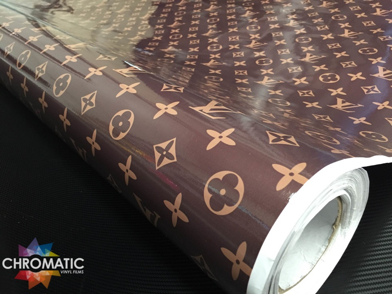 Black Louis Vuitton vinyl fabric for car interior