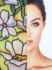 Stained Glass Floral Window Film - Static Cling Stained Glass Floral Window Film - Static Cling