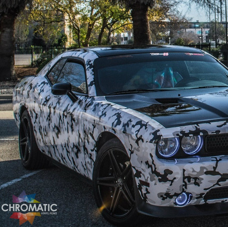 Blue Camo Vinyl Wrap with ADT - Chromatic Vinyl Films Ltd T/A Wrap Direct