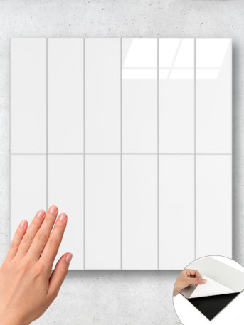 Ghost White rectangle peel and stick composite wall tile sheet 28.8 x 29.6cm