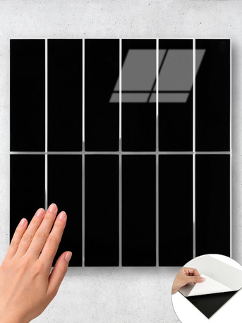 Onyx Black Rectangle - Peel & Stick Composite Wall Tiles - (28.8 x 29.6cm)