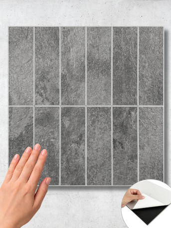 Grey Concrete Rectangle - Peel & Stick Composite Wall Tiles (GCRT05)