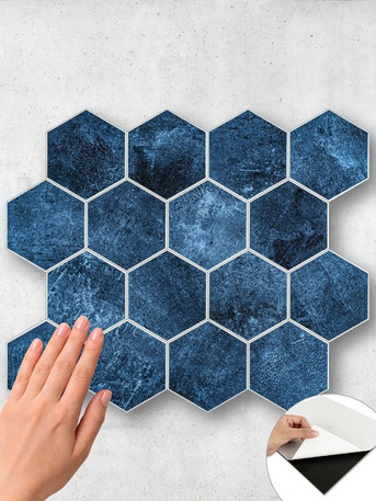 Marine Blue Hexagon - Peel & Stick Composite Wall Tiles (29.2 x 25.4cm)