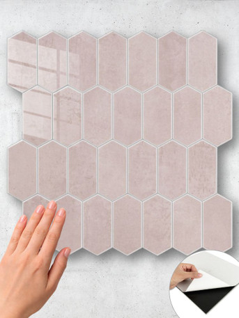 Rose Pink Picket Peel & Stick Composite Wall Tiles - (28.5 x 29.3cm)