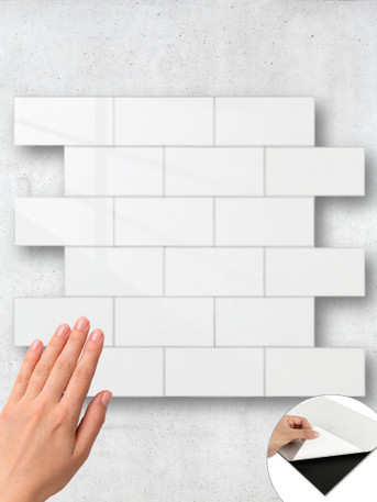 White Subway Peel & Stick Composite Wall Tiles (30cm x 30cm)