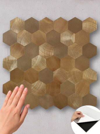 Layed Bronze Metal Hexagon Tiles BMHT89