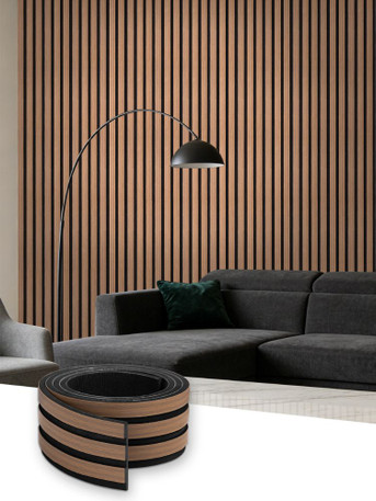 Smoked Walnut Self-Adhesive Slat Wall Panel by Layed Self-Adhesive Interior Design