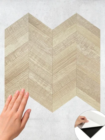 Durable Layed Sonoma Oak SOCT73 composite wall tiles in a classic chevron pattern for home decor.