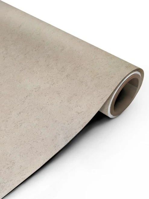 A close-up roll of Sandstone Patina Steel Vinyl Wrap SPS35, showcasing its warm, earthy, and textured industrial finish.