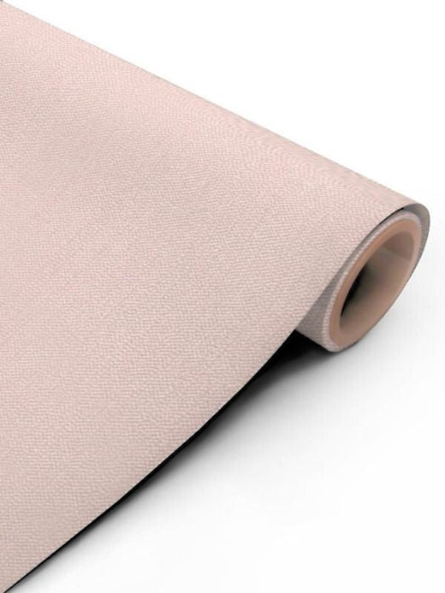A close-up view of a partially unrolled Pink Fabric Vinyl Wrap PF310, highlighting its delicate pink color and detailed, tactile woven fabric surface finish.