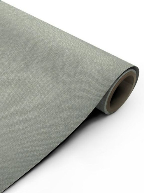 A close-up of a partially unrolled Smokey Sage Green Fabric Vinyl Wrap SSGF988, displaying its muted, earthy green color and deeply embossed woven fabric texture.