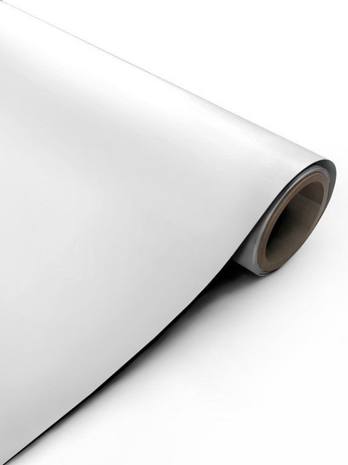 A continuous roll of Layed Matte Silk White Vinyl Wrap MSW03 highlighting its smooth, bright white, anti-glare finish.