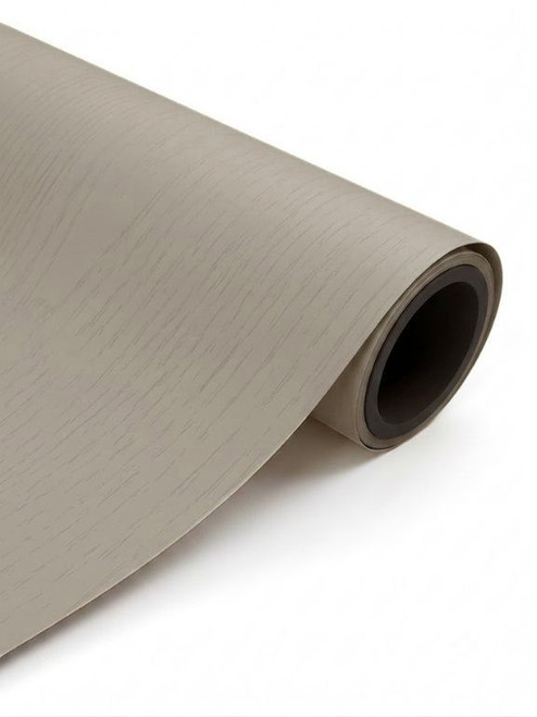 A continuous roll of Layed Painted Wood Tan Vinyl Wrap PWT338, showcasing its highly realistic, embossed wood grain texture and warm tan finish.