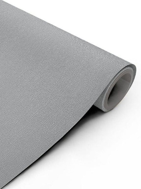 A continuous roll of Layed Grey Fabric Vinyl Wrap GF312, displaying its highly realistic woven textile pattern and versatile, cool grey tone.