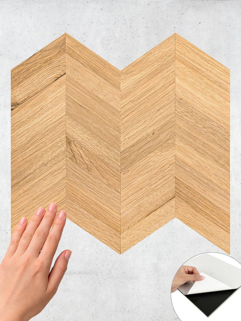 Pine Wood Chevron Peel & Stick Composite Wall Tile