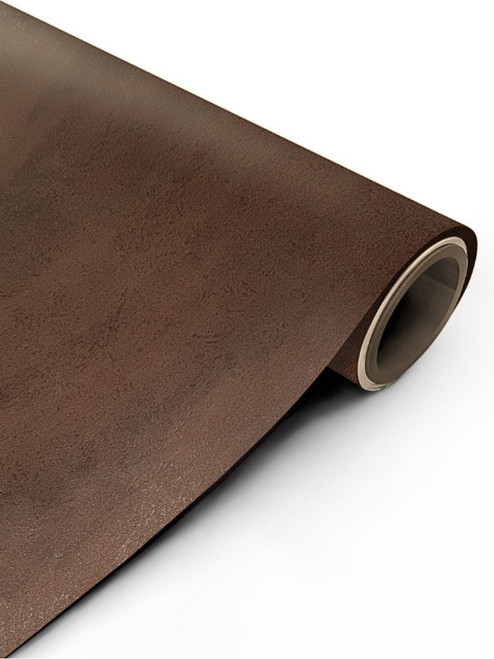 A roll of thick, professional-grade Rusty Concrete RC303 interior wrapping vinyl showing its material structure.