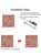 Step-by-step installation guide for copper hexagon peel and stick tiles, showing how to cut straight edges and overlap the interlocking pattern.