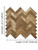 Dimension guide for a single interlocking sheet of Layed bronze metal herringbone peel and stick composite wall tile.