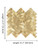 Dimension guide showing a single sheet of Layed gold metal herringbone peel and stick wall tile measuring 31.8 by 28.3 centimeters.