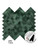 Emerald green herringbone wall tile highlighting its 4mm rigid thickness and easy peel and stick adhesive backing.