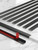 10-pack set of black self-adhesive real aluminum tile edge trims showing peel-off red adhesive tape layer.