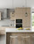 A bright, contemporary kitchen featuring flat-panel wall cabinets and a large center island flawlessly upgraded with Layed Pickled Oak Wood Vinyl Wrap, paired with white marble countertops.