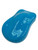 Close-up speed shape sample showing the high-gloss mirror-like reflection of Miami Blue car wrap