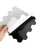 Close-up of a hand peeling the backing from a 4mm thick rigid matte black metal hexagon tile for easy DIY installation.