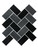 Single sheet view of Layed Onyx Black Herringbone peel and stick wall tile layout.
