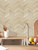 Modern kitchen backsplash featuring Sonoma Oak wood chevron tiles with a realistic textured wood finish.