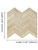 Dimensions of Sonoma Oak wood chevron peel and stick composite wall tiles.
