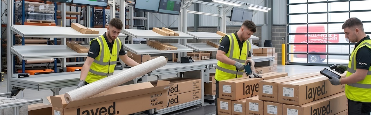 Warehouse staff packing boxes for delivery in the UK