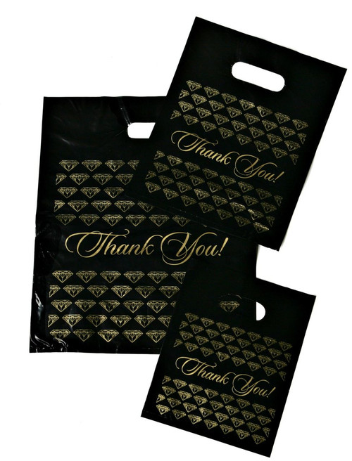 "Thank You" Black Plastic Gift Bags