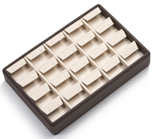 9" x 6" Chocolate/Beige 20 Earring Tray