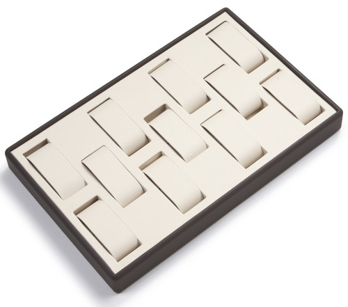 14" x 9" Chocolate/Beige  11 Watch Tray