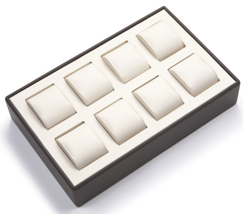 14" x 9" Chocolate/Beige  8 Watch Tray