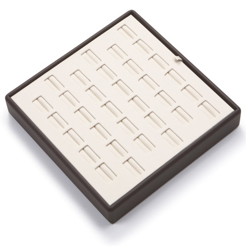 9" x 9" Chocolate/Beige  33 Slot Ring Tray