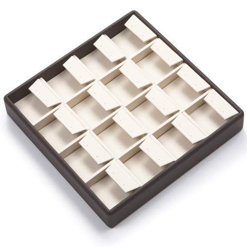 9" x 9" Chocolate/Beige  16 Earring Tray