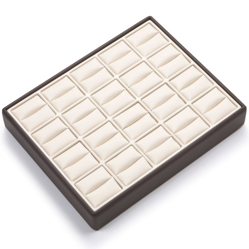 12" x 9" Chocolate/Beige  20 Slot Ring Tray