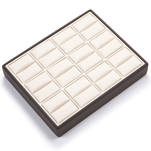 12" x 9" Chocolate/Beige  12 Slot Ring Tray